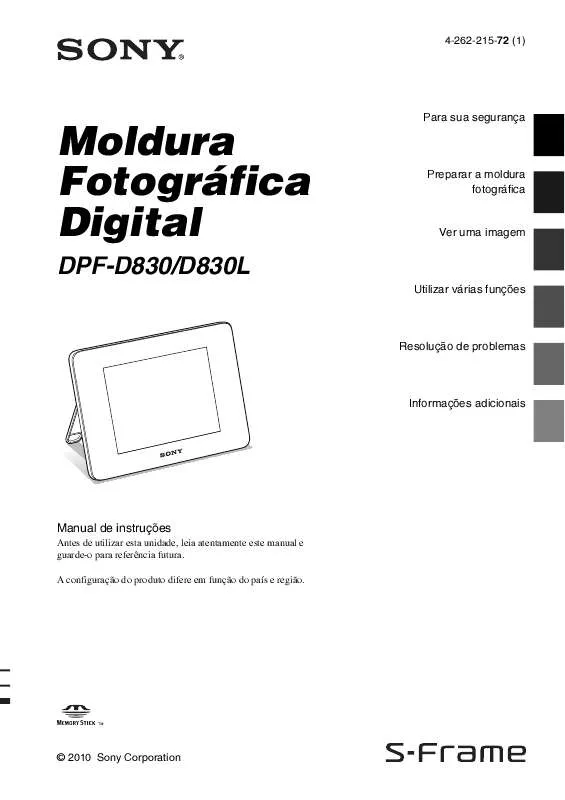 Mode d'emploi SONY DPF-D830