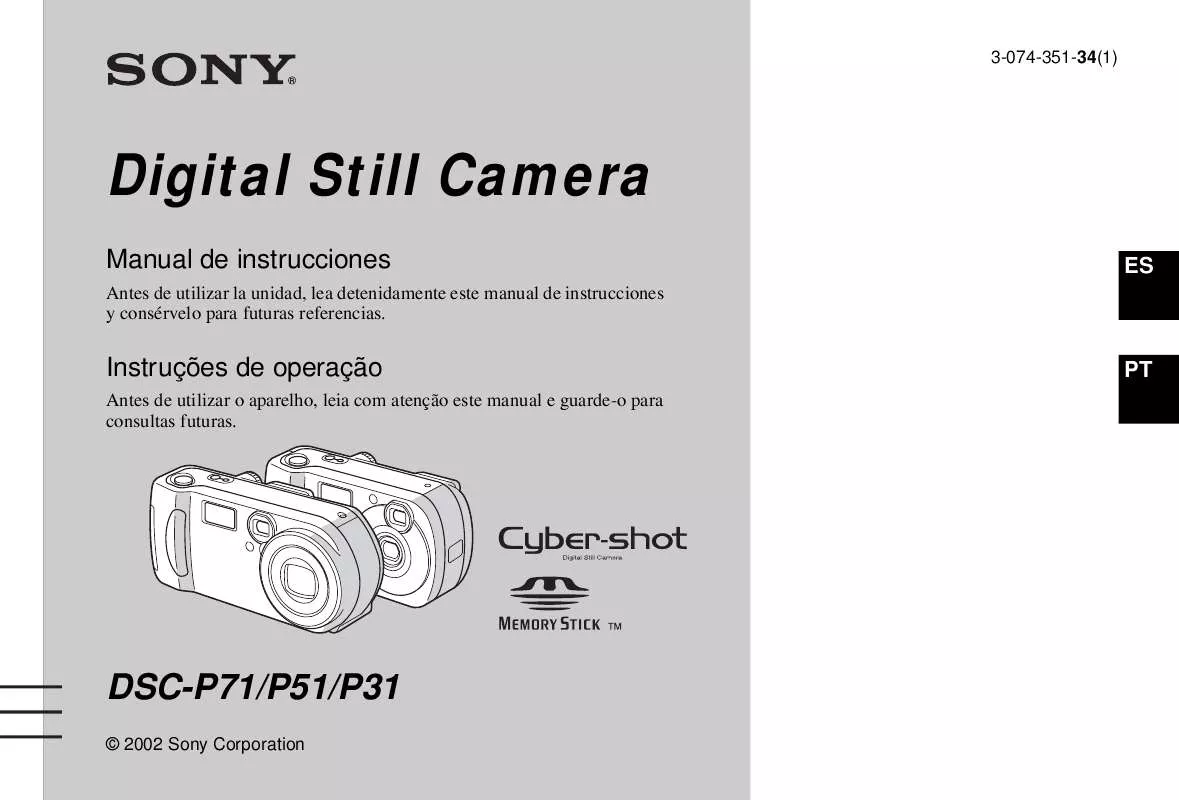 Mode d'emploi SONY CYBER-SHOT DSC-P71