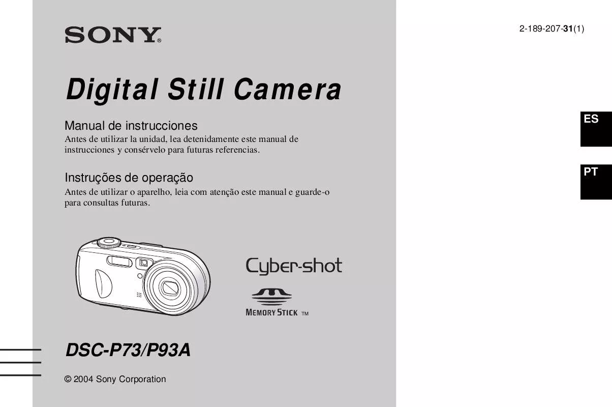 Mode d'emploi SONY CYBER-SHOT DSC-P93A