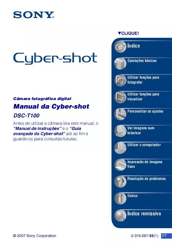 Mode d'emploi SONY CYBER-SHOT DSC-T100