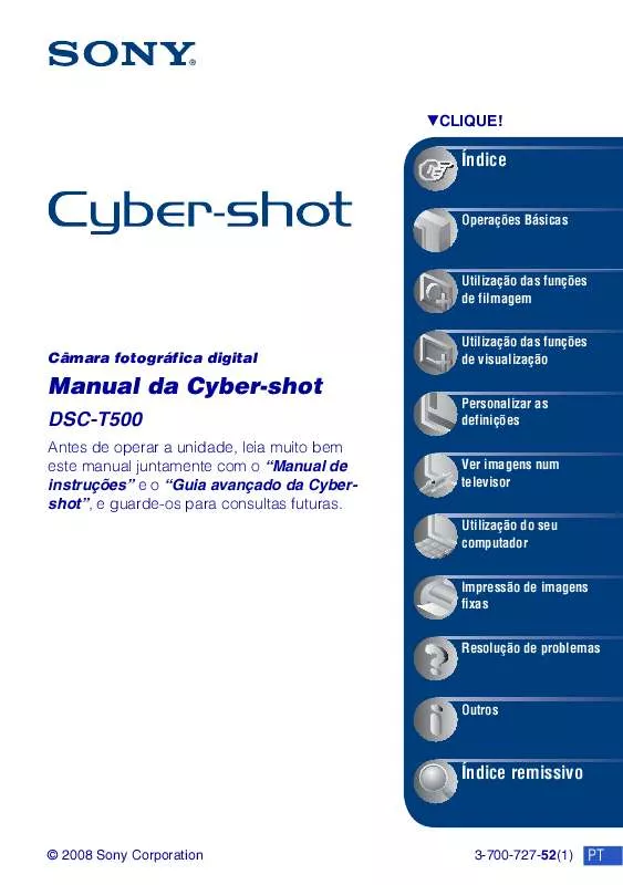 Mode d'emploi SONY CYBER-SHOT DSC-T500