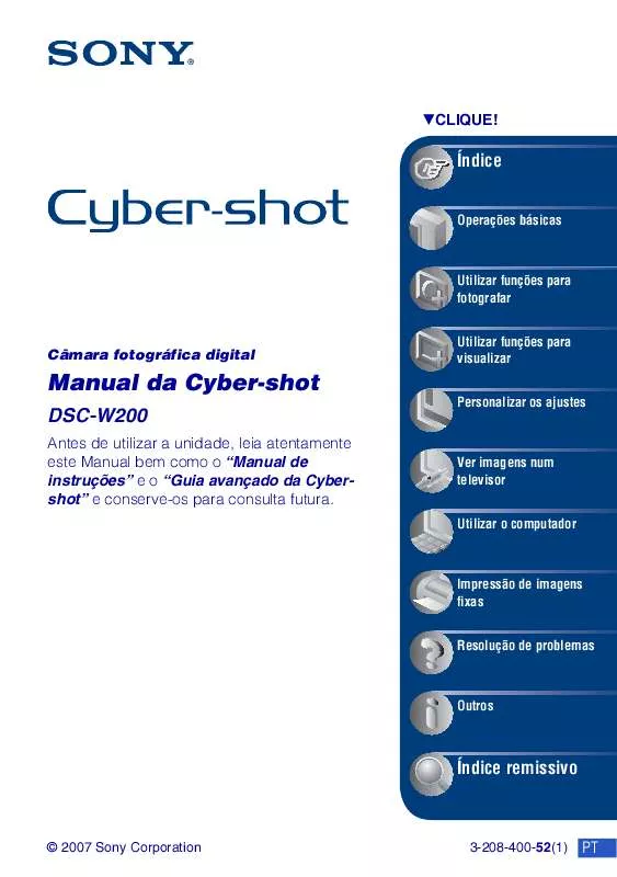 Mode d'emploi SONY CYBER-SHOT DSC-W200