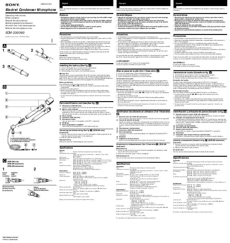 Mode d'emploi SONY ECM-360