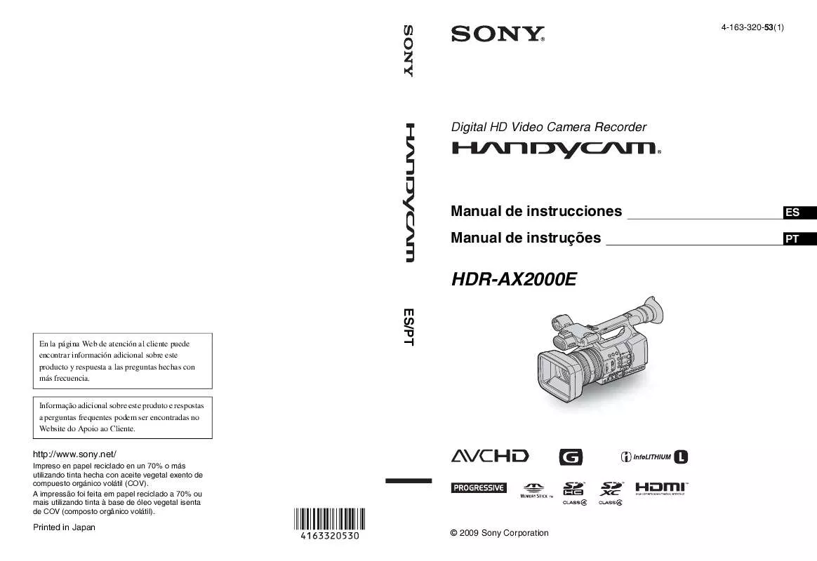 Mode d'emploi SONY HDR-AX2000E