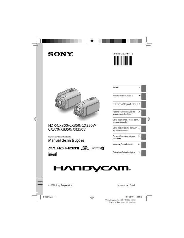 Mode d'emploi SONY HDR-CX350