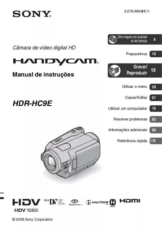 Mode d'emploi SONY HDR-HC9E