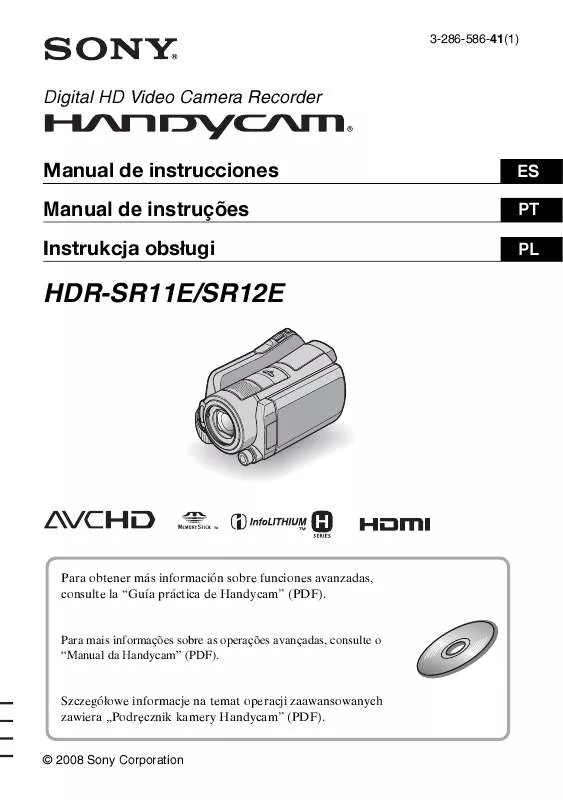 Mode d'emploi SONY HDR-SR11E