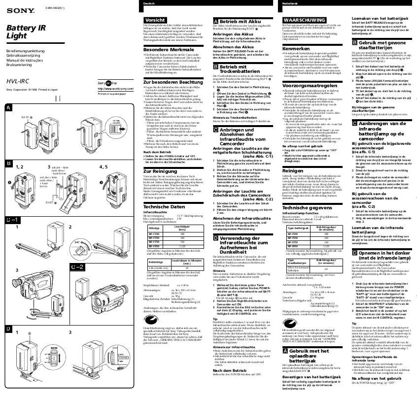 Mode d'emploi SONY HVL-IRC