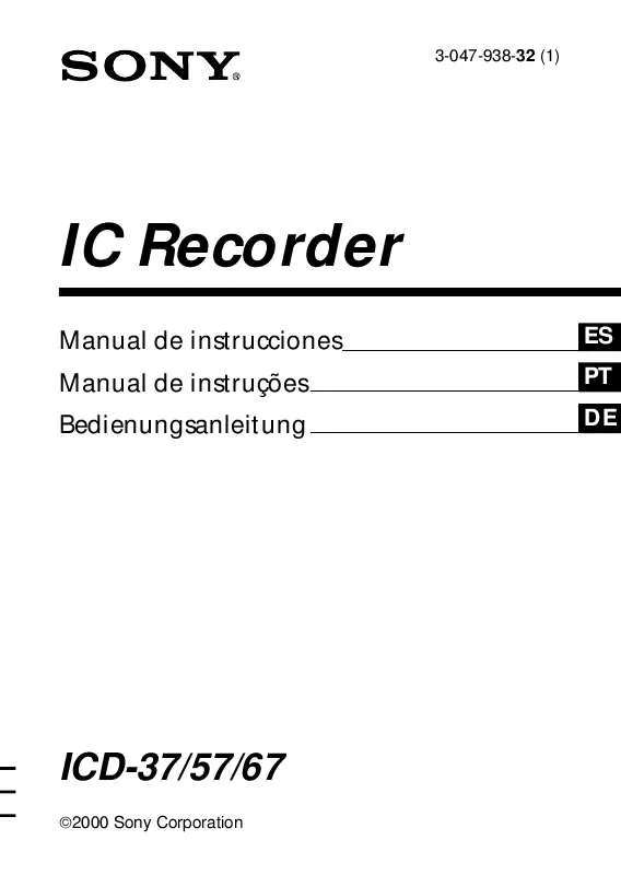 Mode d'emploi SONY ICD-37