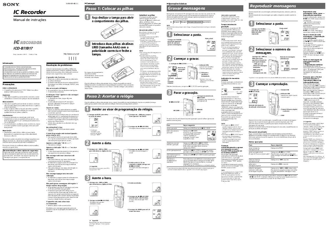 Mode d'emploi SONY ICD-B17