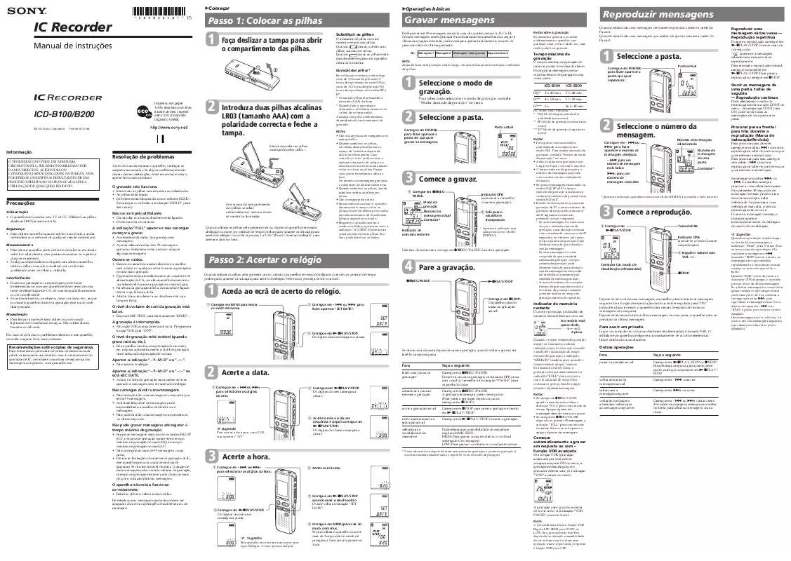 Mode d'emploi SONY ICD-B200