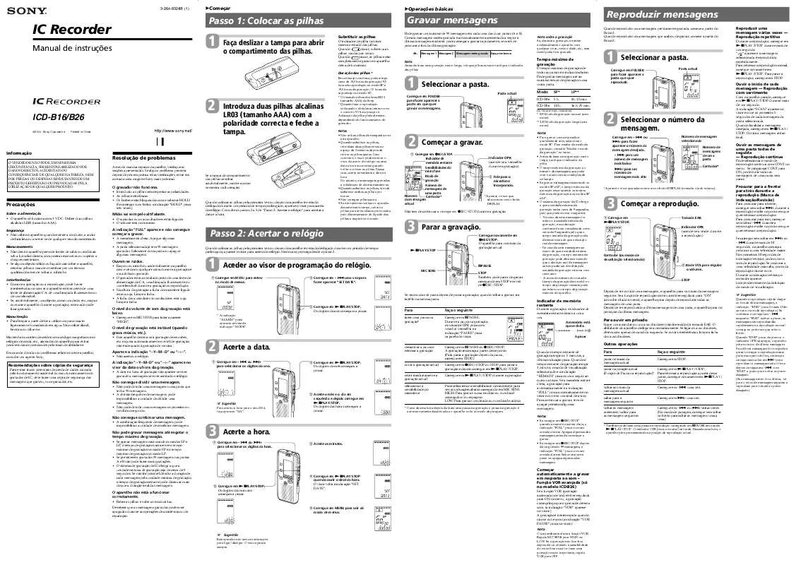 Mode d'emploi SONY ICD-B26