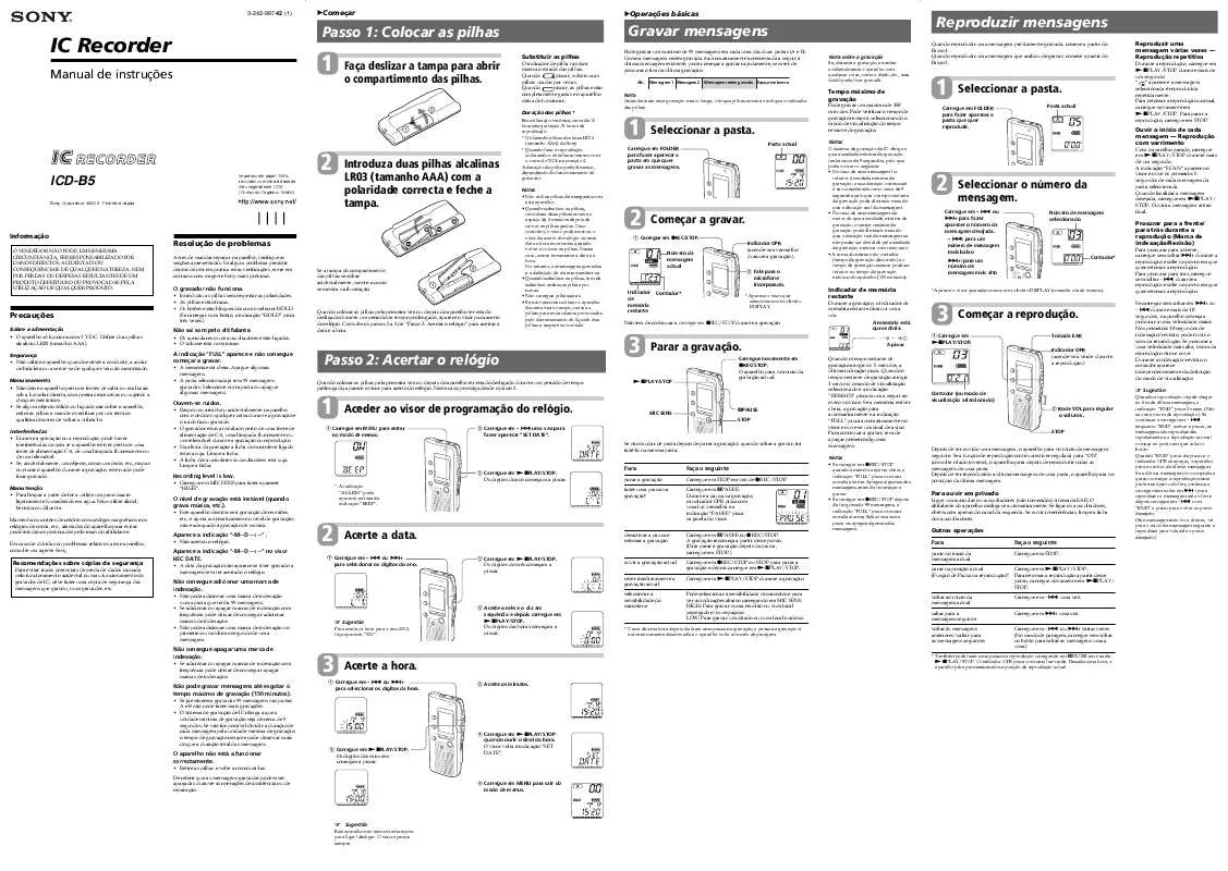 Mode d'emploi SONY ICD-B5