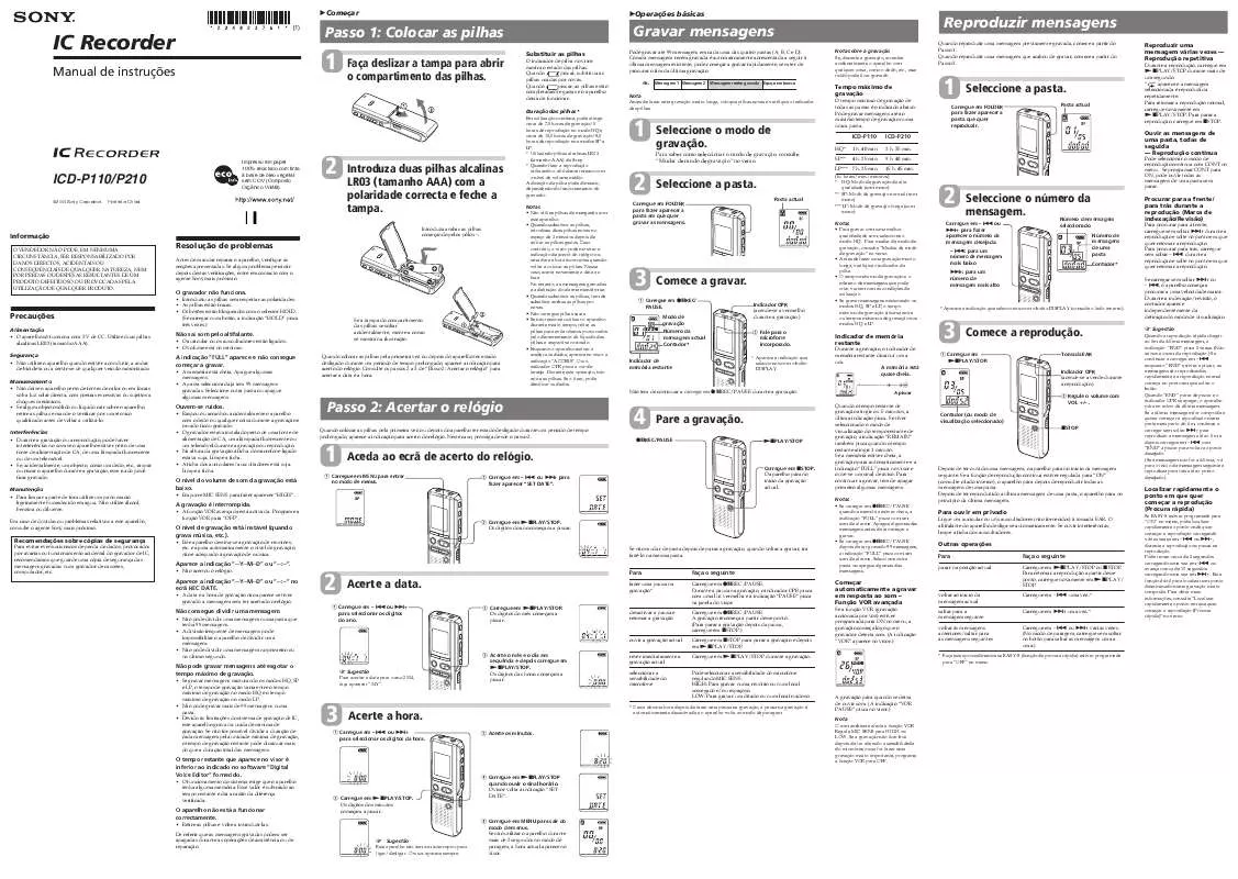 Mode d'emploi SONY ICD-P110