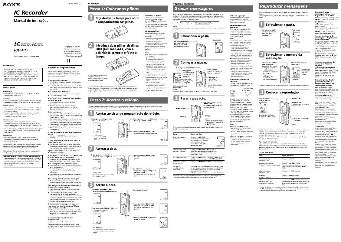 Mode d'emploi SONY ICD-P17