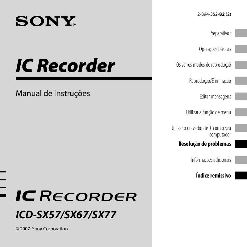 Mode d'emploi SONY ICD-SX77