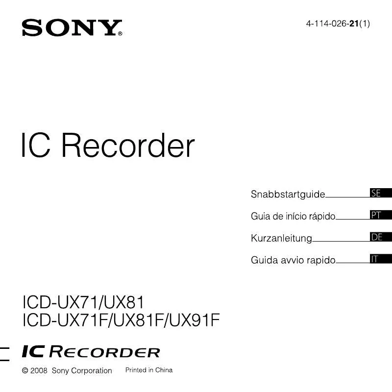 Mode d'emploi SONY ICD-UX71