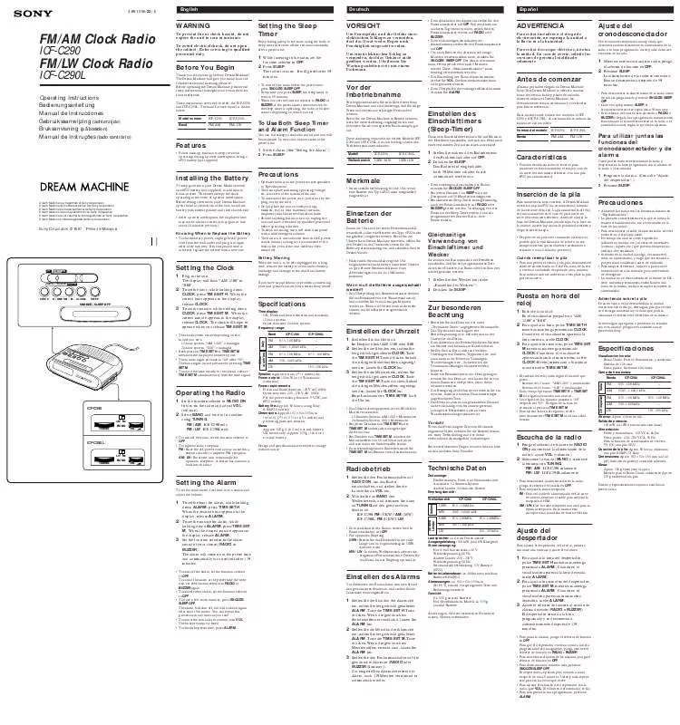 Mode d'emploi SONY ICF-C290L