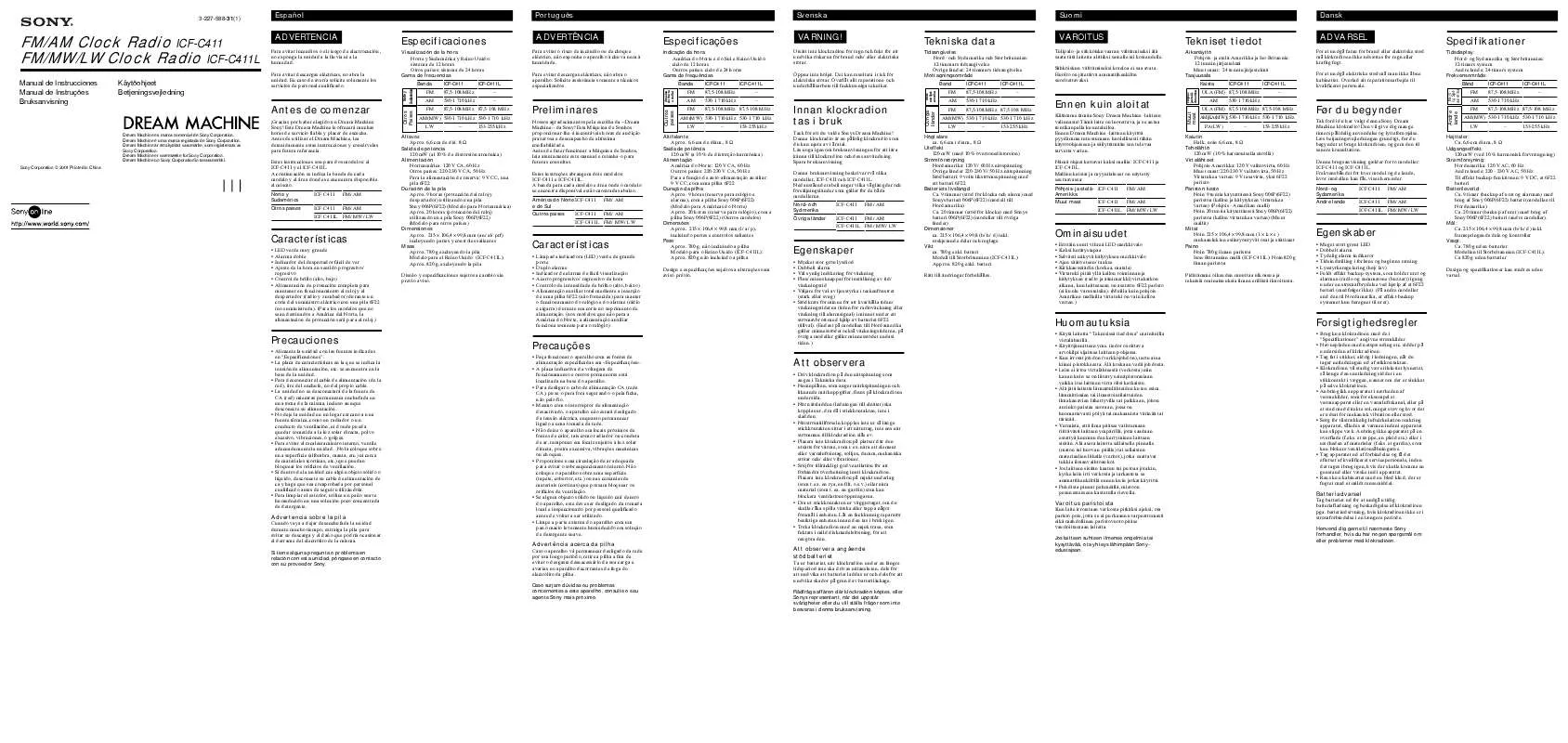 Mode d'emploi SONY ICF-C411L