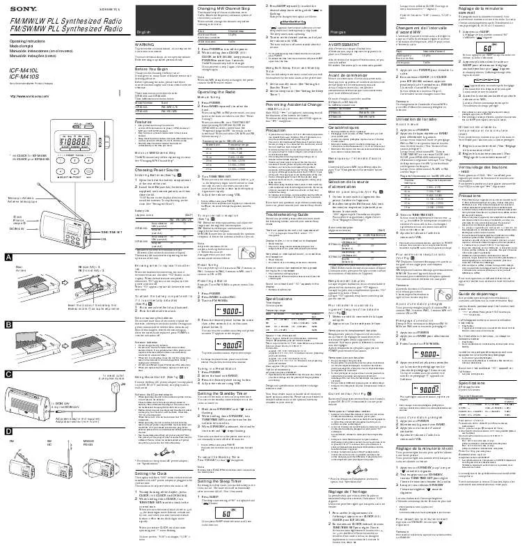 Mode d'emploi SONY ICF-M410S