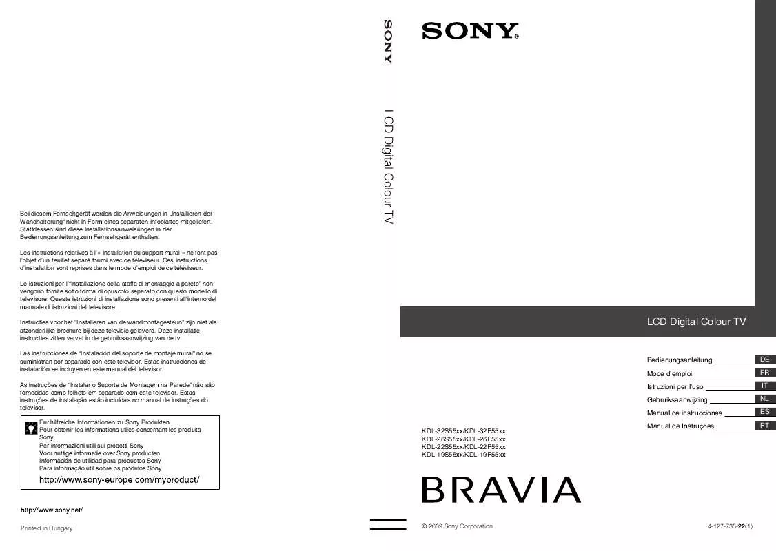 Mode d'emploi SONY KDL-19P5500