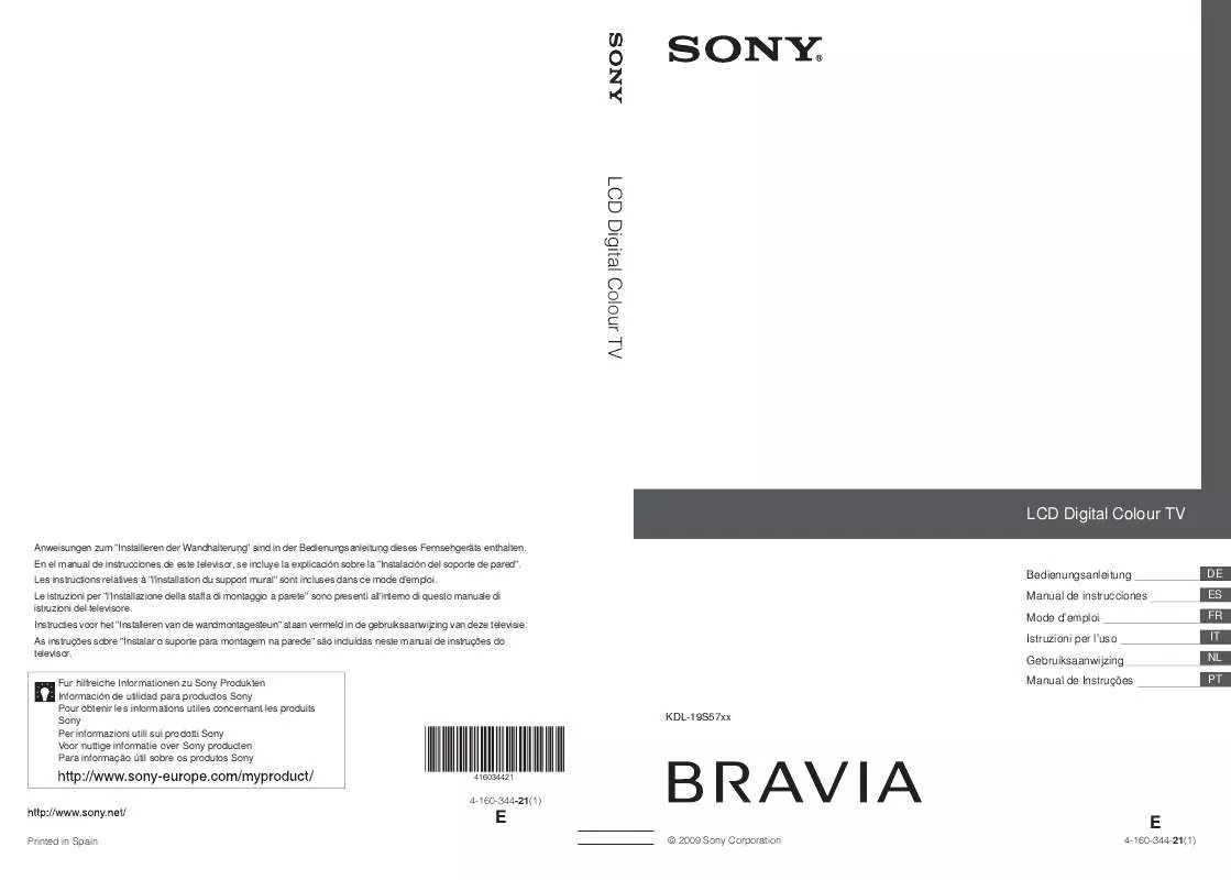 Mode d'emploi SONY KDL-19S5710