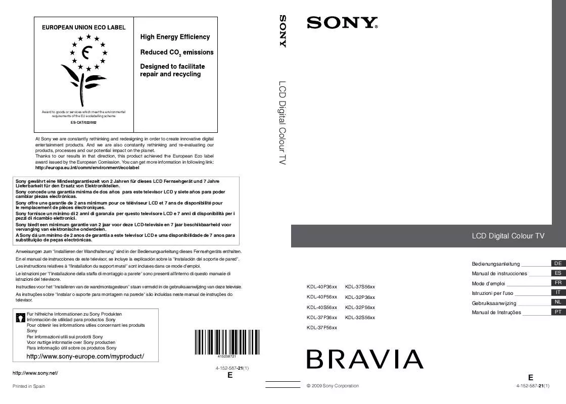 Mode d'emploi SONY KDL-32P5600