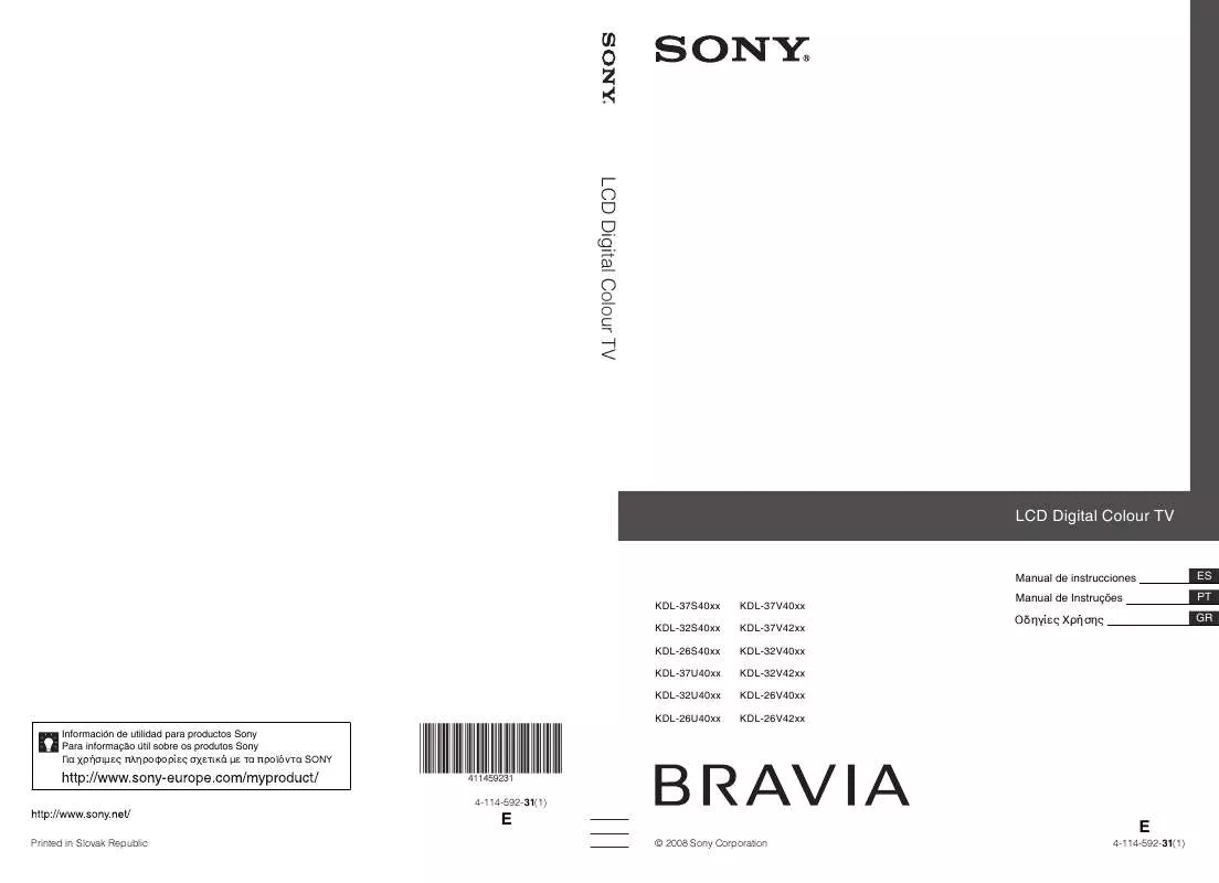 Mode d'emploi SONY KDL-32V4000