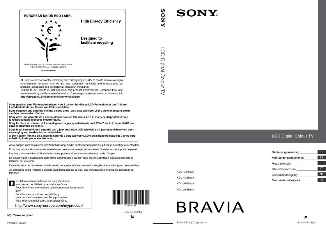 Mode d'emploi SONY KDL-37S5500