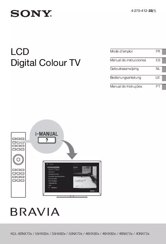 Mode d'emploi SONY BRAVIA KDL-40NX723