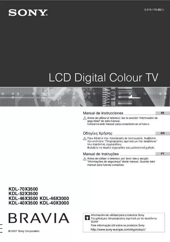 Mode d'emploi SONY KDL-46X3000