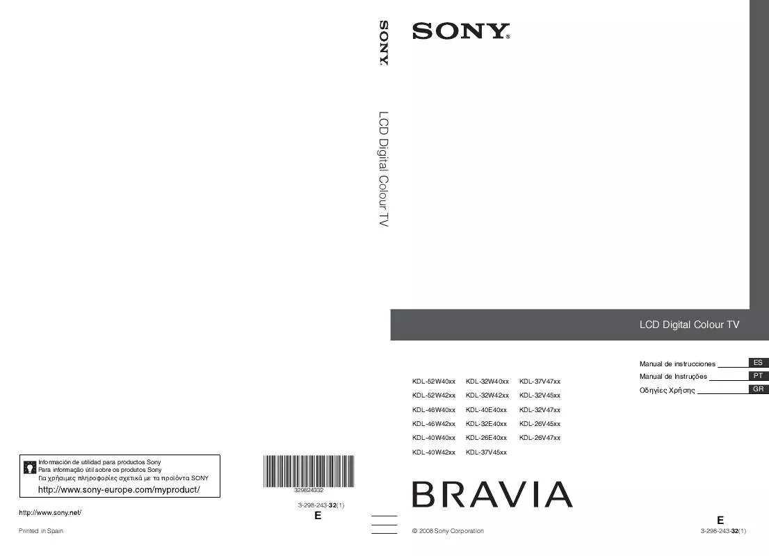 Mode d'emploi SONY KDL-52W4000