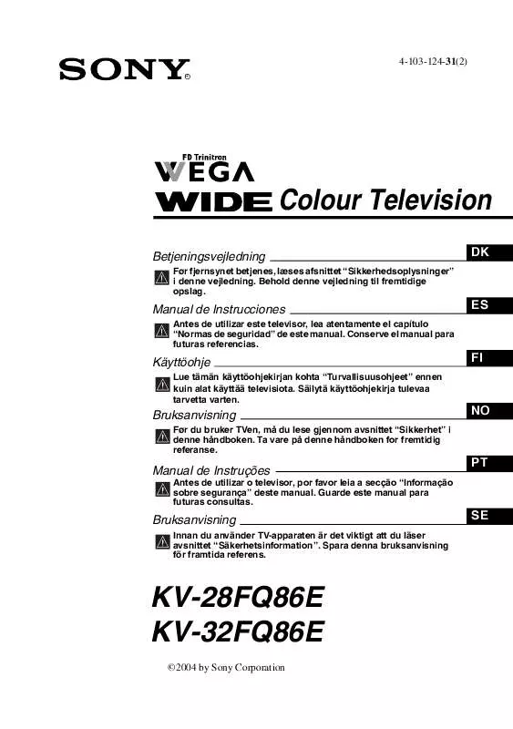 Mode d'emploi SONY KV-32FQ86E