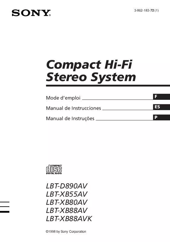 Mode d'emploi SONY LBT-XB88AV