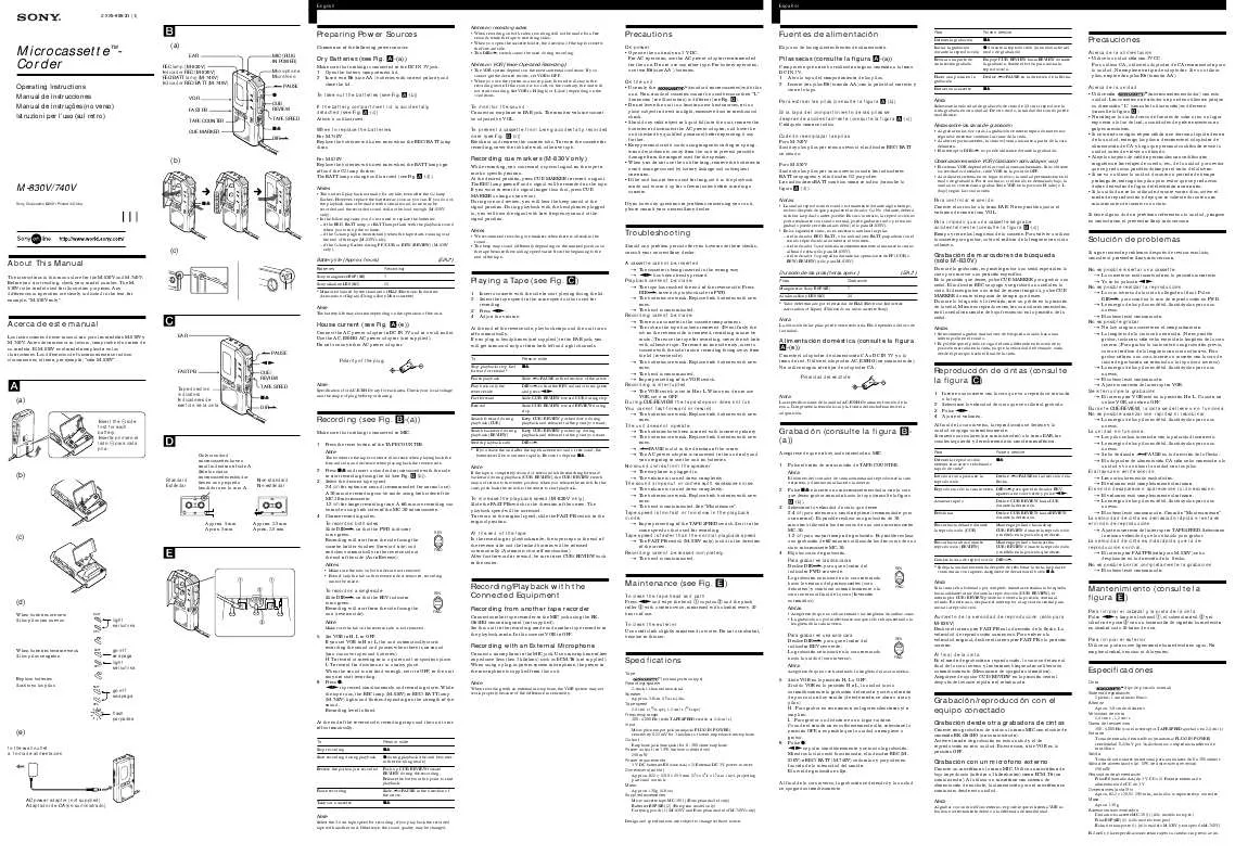 Mode d'emploi SONY M-740V