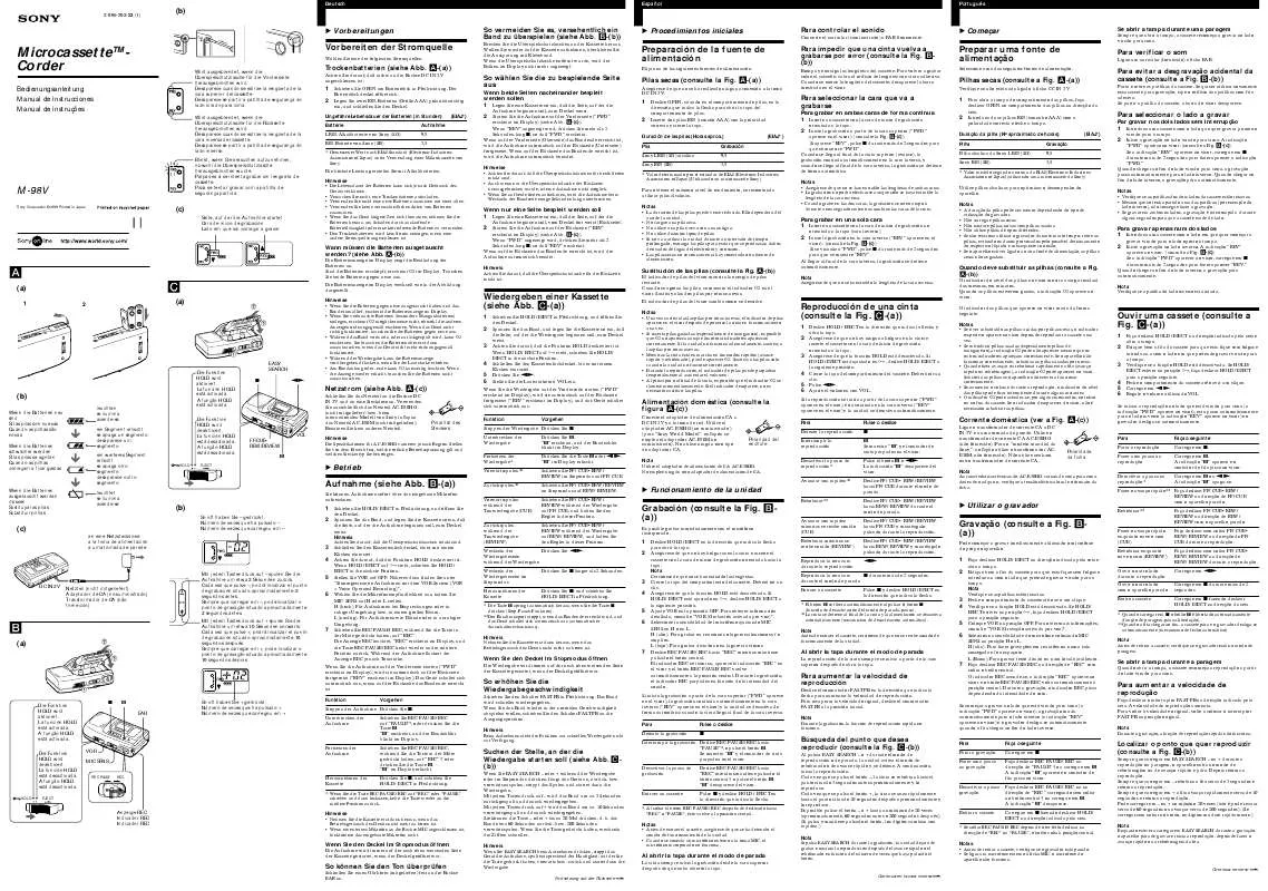 Mode d'emploi SONY M-98V