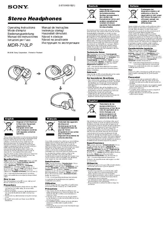 Mode d'emploi SONY MDR-710LP