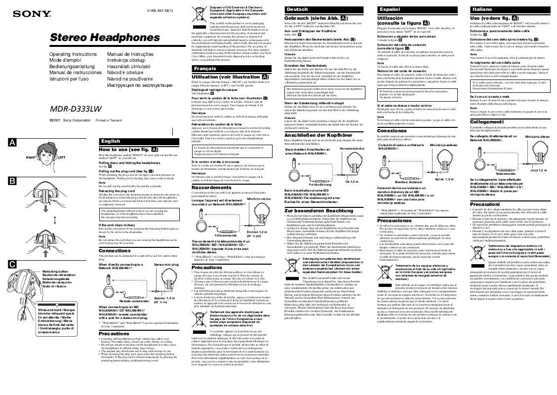 Mode d'emploi SONY MDR-D333LW