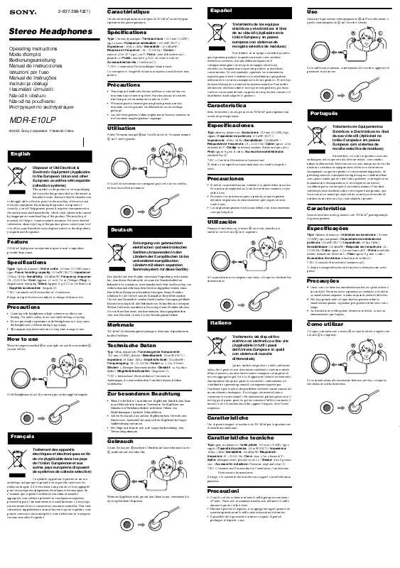 Mode d'emploi SONY MDR-E10LP