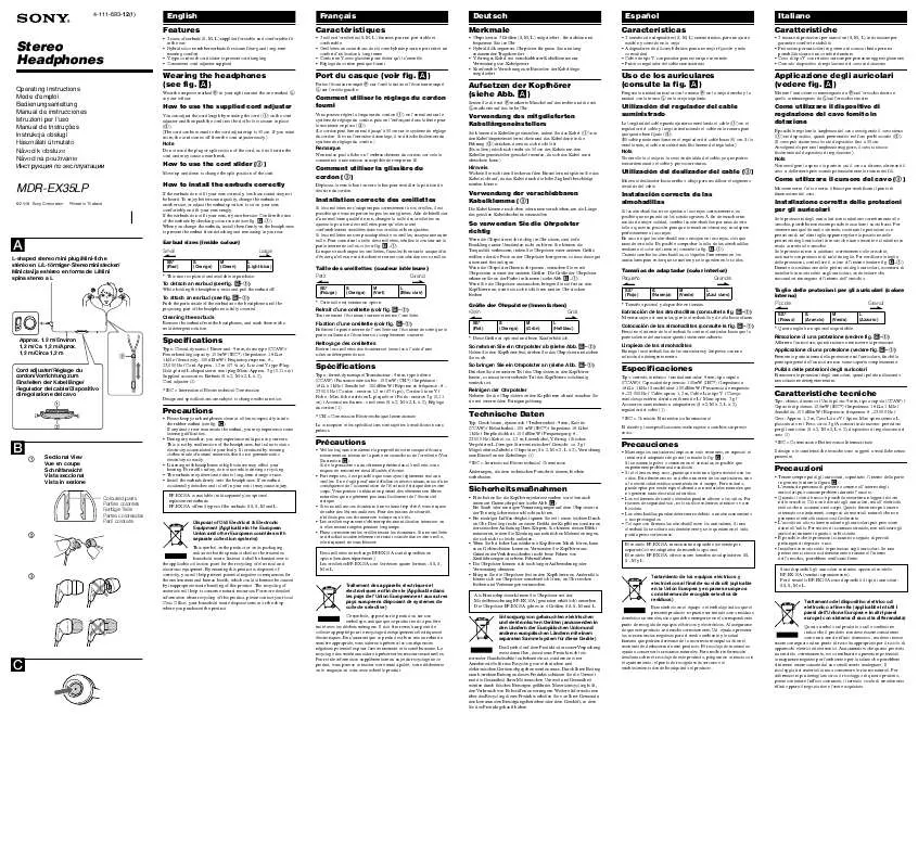 Mode d'emploi SONY MDR-EX35LP