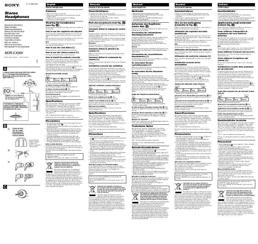 Mode d'emploi SONY MDR-EX36V