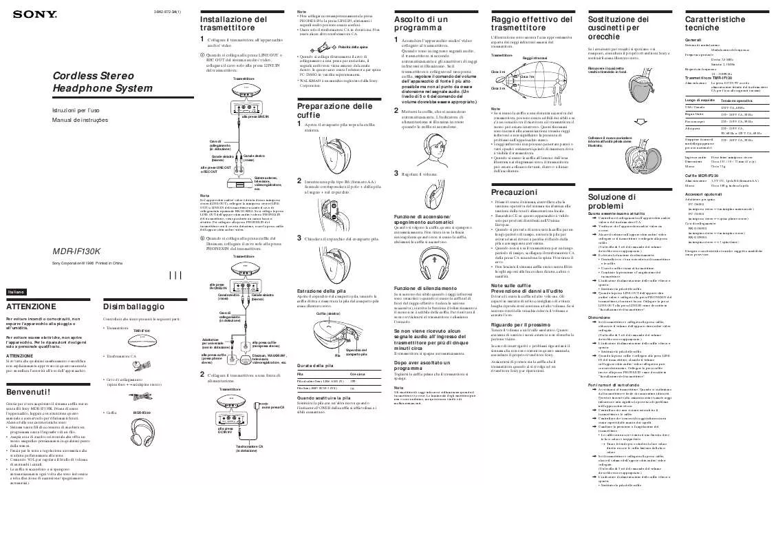 Mode d'emploi SONY MDR-IF130K