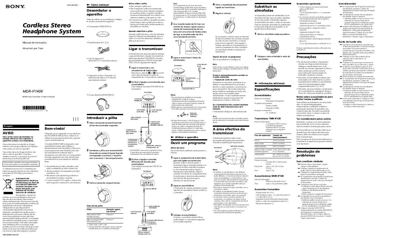 Mode d'emploi SONY MDR-IF140K