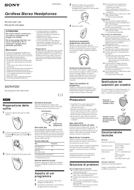 Mode d'emploi SONY MDR-IF230