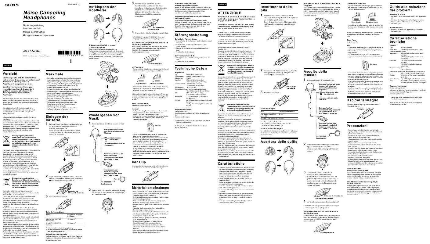 Mode d'emploi SONY MDR-NC40