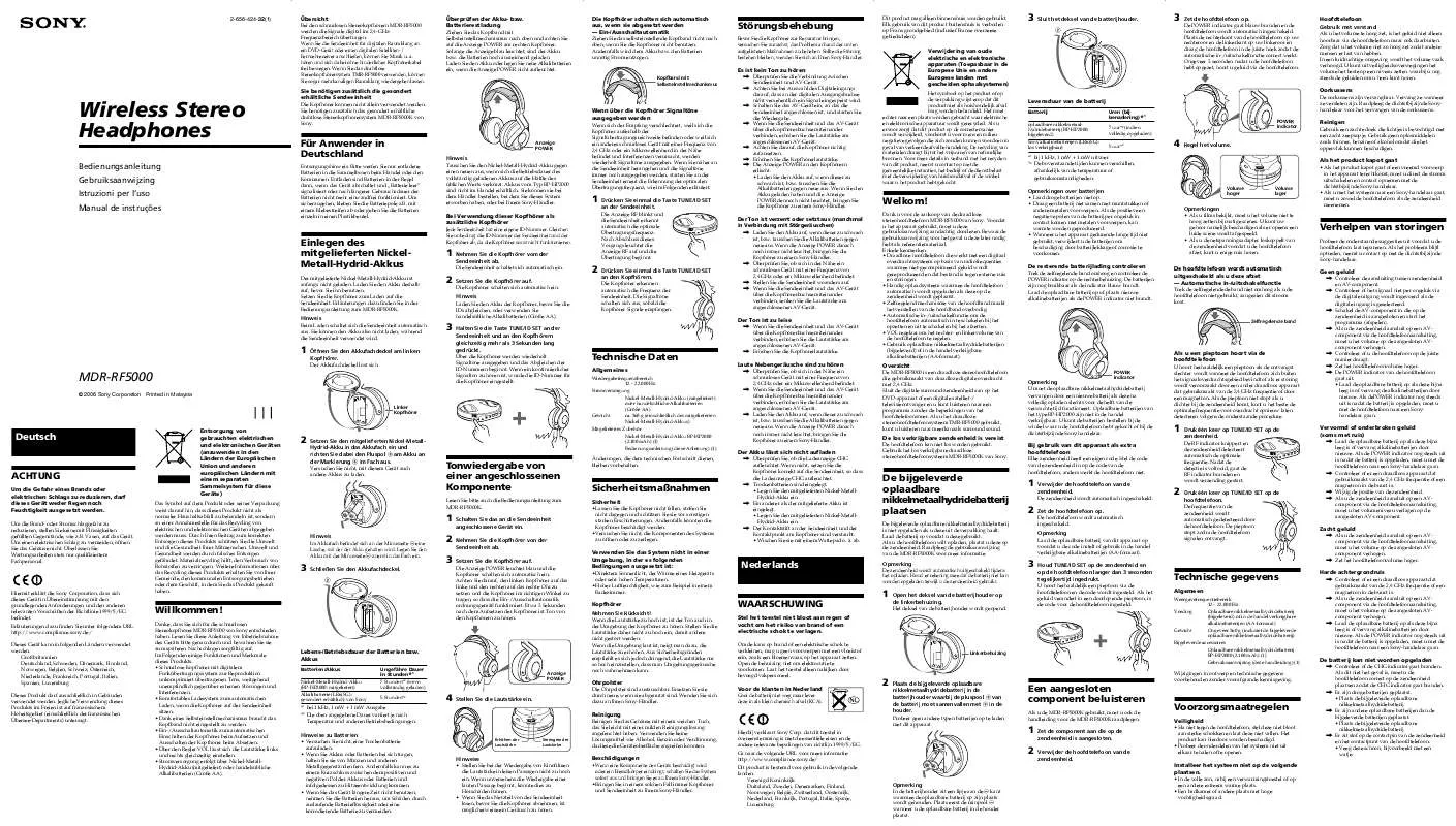 Mode d'emploi SONY MDR-RF5000