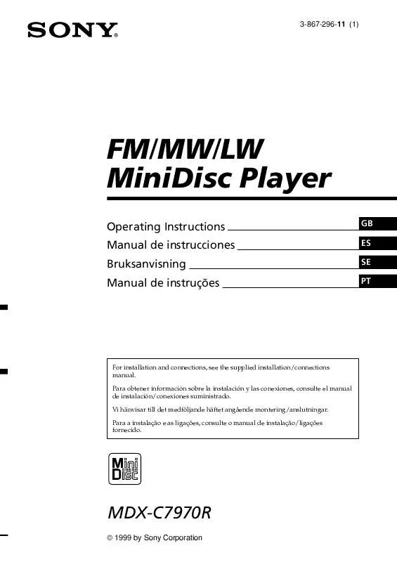 Mode d'emploi SONY MDX-C7970R