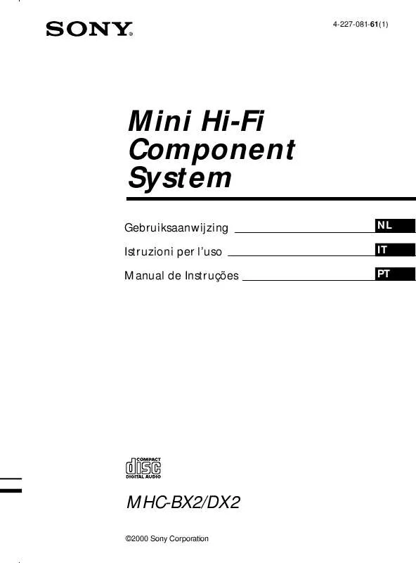 Mode d'emploi SONY MHC-BX2