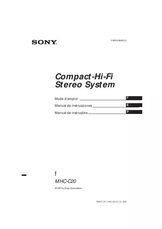 Mode d'emploi SONY MHC-C20