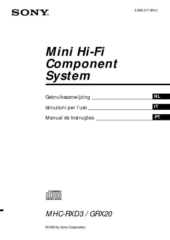 Mode d'emploi SONY MHC-GRX20